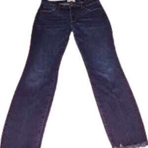 The Loft Women's Dark Denim Ankle Length Preppy Jeans Fringed Hem